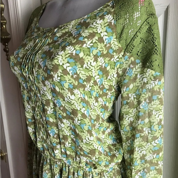 NEW CHARMING CHARLIE Women's ELASTIC WAIST BOHO GREEN FLORAL DRESS-SIZE XL . - Picture 8 of 12